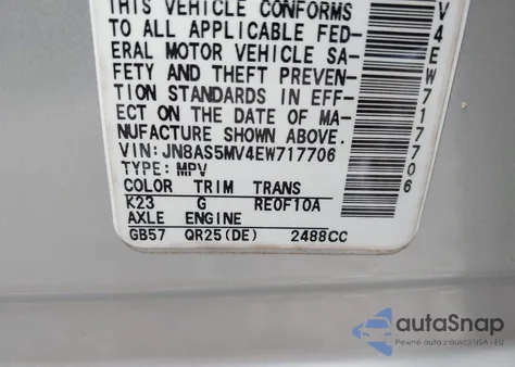 2014 Nissan Rogue Select S from USA, damaged, VIN JN8AS5MV4EW717706